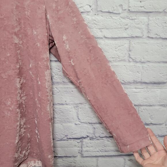 J Jill Crushed Velour Popover Top Size MP Mauve Rose Pink V-Neck Stretchy - Picture 3 of 8